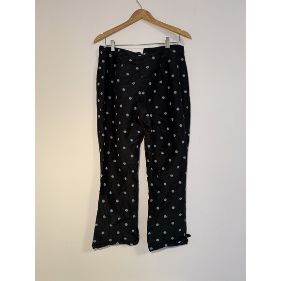 Debra Deroo Size Small Capri Pants Black With Blue Embroidered Swirls Silk - Picture 6 of 6